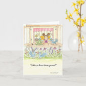 Weiße Girl-Zeit vergangen mit leerer Notizkarte Karte (Gelbe Blume)