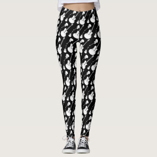 Weiße Gitarren-Leggings Leggings