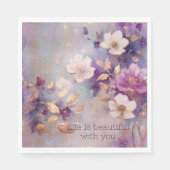 Weiße Glam Lila Blüte Serviette (Vorderseite)