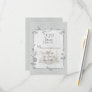 Weiße glänzende elegante funkelnde Rahmung  RSVP Karte