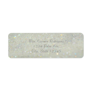 Weiße Glitter Glam Bokeh Funkeln Adressetiketten