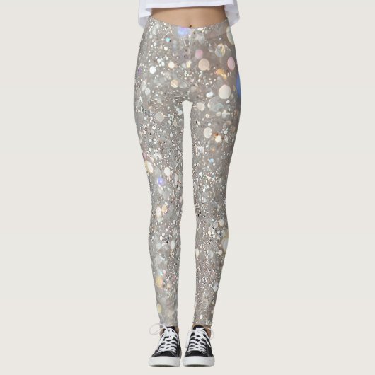 Weiße Glitter-Party Leggings (Vorderseite)
