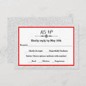 Weiße Glitter und roter Rahmen - RSVP-Antwortkarte RSVP Karte (Vorne/Hinten)