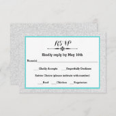 Weiße Glitter- und Teeband-Rahmen- RSVP-Antwortkar RSVP Karte (Vorne/Hinten)