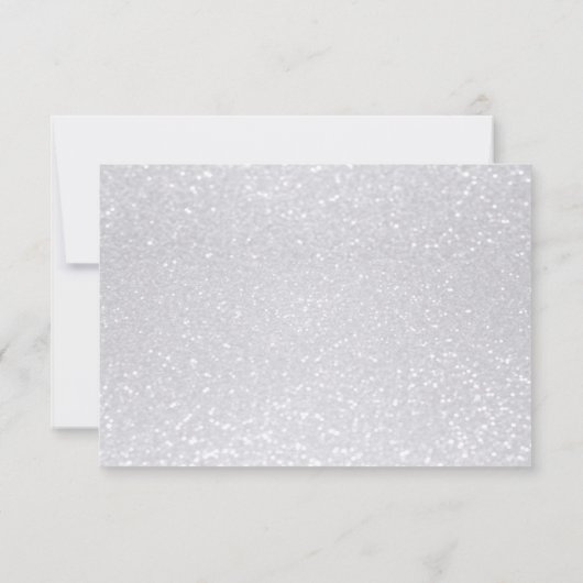 Weiße Glitzer, Schwarz & Silberblume Save The Date (Rückseite)