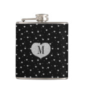 Weiße Glitzer- und Niedliche Herzmuster Flachmann (Vorderseite)