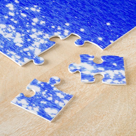 Weiße Glitzern und blauer Hintergrund Puzzle (Seite)