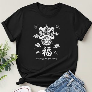 Weiße Glückskatze Minimalistische Kunst T-Shirt
