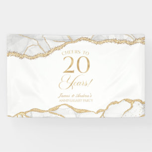 Weiße Gold-Achat 20. Hochzeitstag-Party Banner