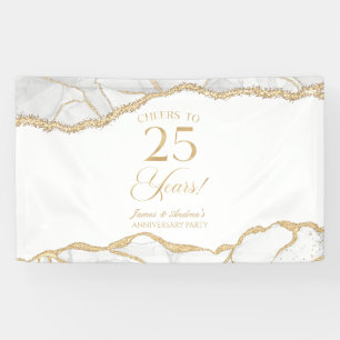 Weiße Gold-Achat 25. Hochzeitstag-Party Banner