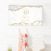Weiße Gold-Achat 40. Hochzeitstag-Party Banner (Insitu)