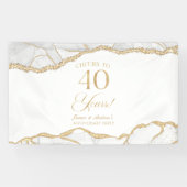 Weiße Gold-Achat 40. Hochzeitstag-Party Banner (Horizontal)