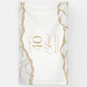 Weiße Gold-Achat 40. Hochzeitstag-Party Banner (Vertikal)