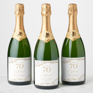 Weiße Gold-Achat 70. Hochzeitsjubiläumsfeier Schaumweinetikett