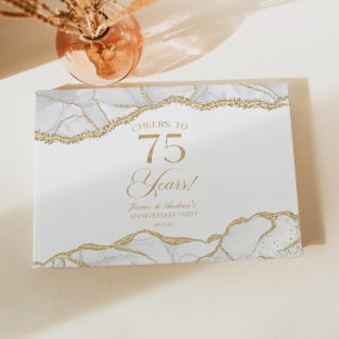 Weiße Gold-Achat 75. Hochzeitstag-Party Gästebuch