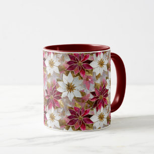 Weiße Gold Burgund Rosa Weihnachts Poinsettien Tasse