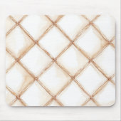 Weiße Gold Creme Streifen Quadrate Mousepad (Vorne)