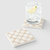Weiße Gold Creme Streifen Quadrate Steinuntersetzer (Seitenansicht)