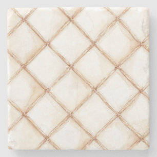 Weiße Gold Creme Streifen Quadrate Steinuntersetzer