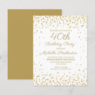Weiße Gold-Diamant-Glitter-Frauen-40. Geburtstag Karte