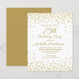 Weiße Gold-Diamant-Glitter-Frauen-75. Geburtstag Karte