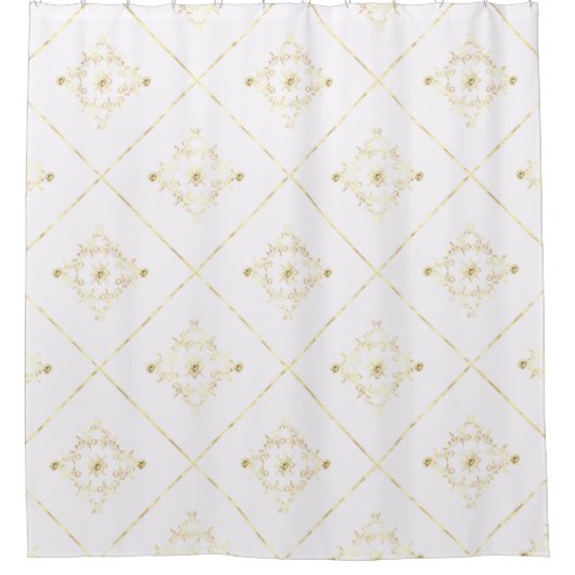 WEISSE GOLD DIAMOND ELEGANTE PATTERN SHOWER CURTAN DUSCHVORHANG (Vorderseite)