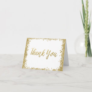 Weiße Gold-Faux-Glitter-Dankeschön Dankeskarte