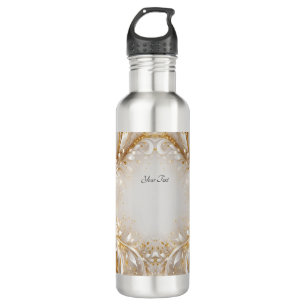 Weiße Gold Floral Water Flasche Edelstahlflasche