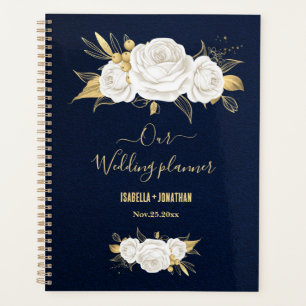 weiße Gold florale navyblaue Hochzeit Planer