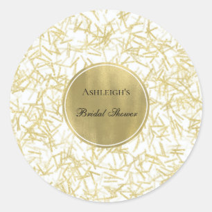 Weiße Gold Glam Konfetti Brause Shower Runder Aufkleber