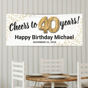 Weiße Gold Glitter 40. Geburtstag Banner