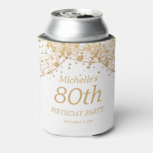 Weiße Gold Glitter-Überraschung zum 80. Geburtstag Dosenkühler