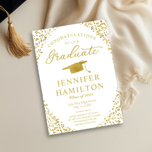 Weiße Gold Konfetti Foto Abschluss Ankündigung 