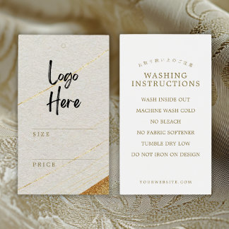 Weiße Gold-Logo-Preiswaschanleitungsetikett