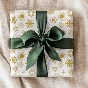 Weiße Gold-Schneeflocken-Weihnachts-Winter-Muster Geschenkpapier