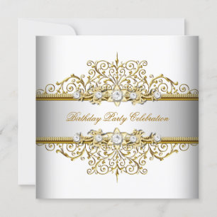 Weiße Gold Silber Creme Elegante Party Einladung