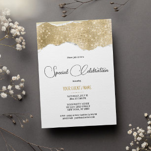 Weiße Gold-Silber-Glitter-Luxus-Sonderveranstaltun Einladung