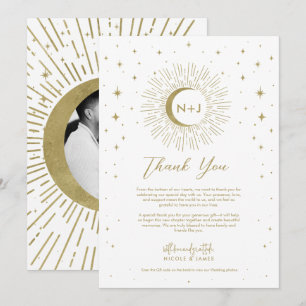 Weiße Gold Sterne Himmelsaufbruch Mond Danke Einladung