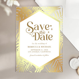 Weiße Gold-Tropenpalmen-Hochzeit - Heiratsantrag Acryleinladungen