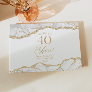 Weiße Goldachat 40. Hochzeitstag-Party Gästebuch