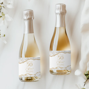 Weiße Goldachat 50. Hochzeitstag-Party Schaumweinetikett