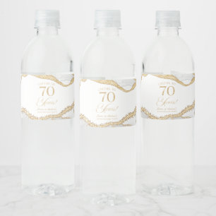 Weiße Goldachat 70. Hochzeitstag Party Wasserflaschenetikett