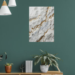 Weiße Goldader Marmor Luxus Abstract Art Poster