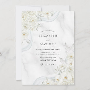 Weiße Goldblatt-Hochzeit Einladung