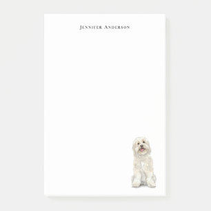 Weiße Golden Doodle Wasserfarbe personalisiert Post-it Klebezettel