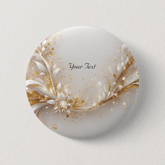 Weiße Goldene Blumenknopf Button (Vorderseite)