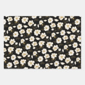 Weiße goldene Blüte in Schwarz Geschenkpapier Set (Vorderseite 3)