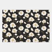 Weiße goldene Blüte in Schwarz Geschenkpapier Set (Vorderseite 2)