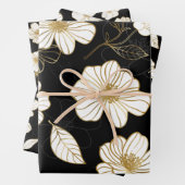 Weiße goldene Blüte in Schwarz Geschenkpapier Set (Beispiel)