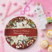 Weiße goldene botanische florale Rustikale rote Ho Pappteller (Party)